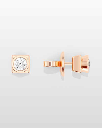 Octopus Square Stud Earrings - Rose Gold