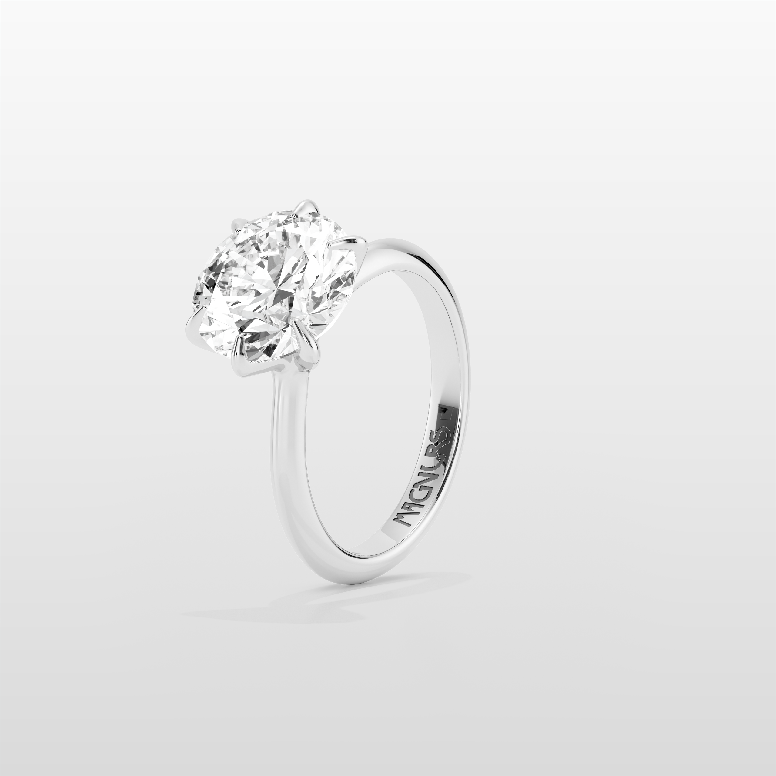 Magnurs Classic Round Brilliant Engagement Ring - White Gold