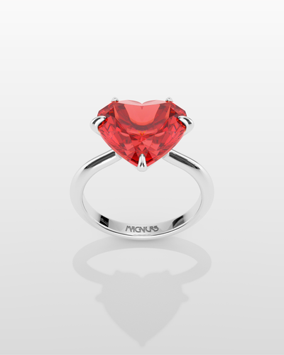 Magnurs Red Heart Ring - White Gold
