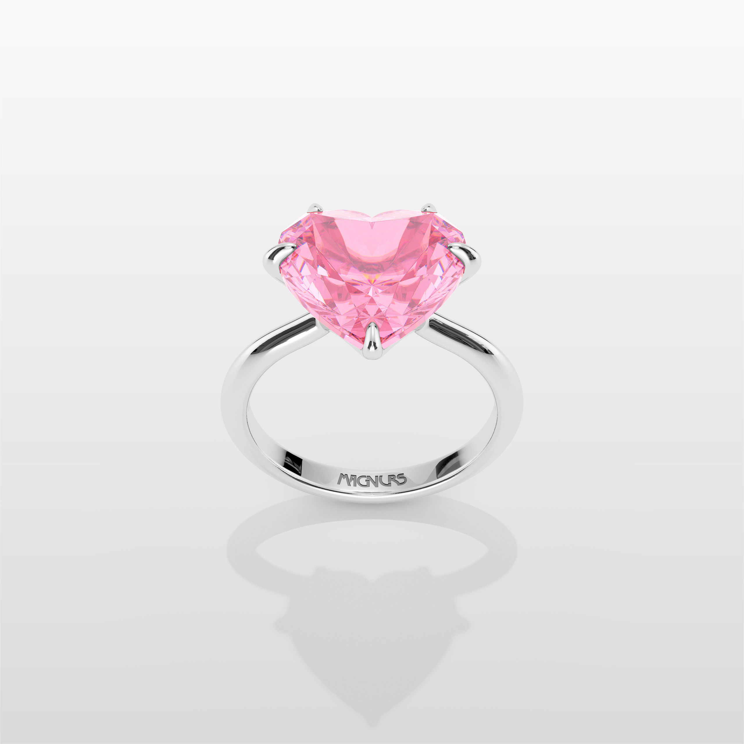 Magnurs Pink Heart Ring - White Gold