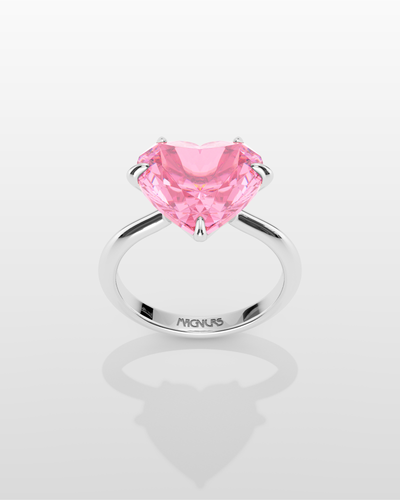 Magnurs Pink Heart Ring - White Gold