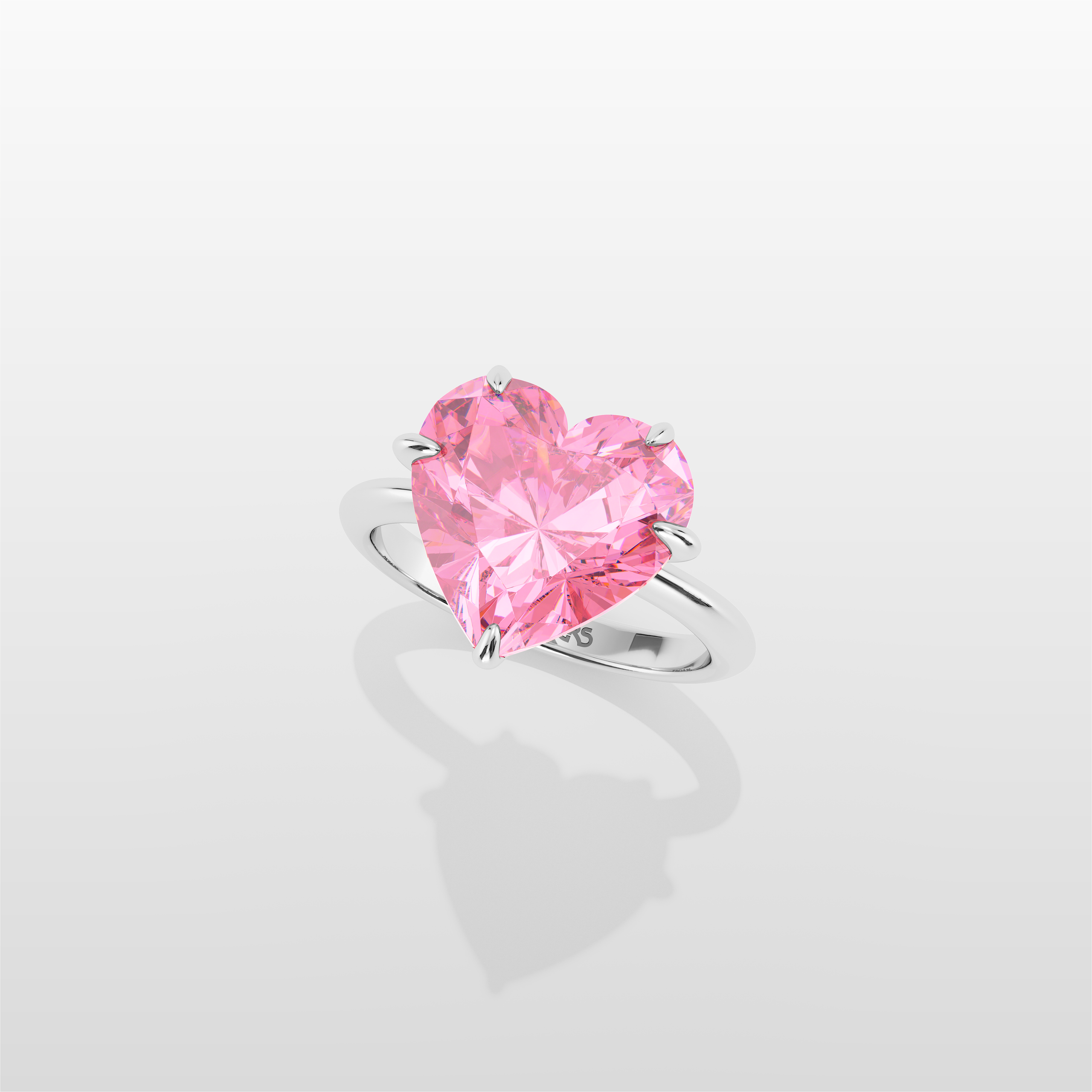 Magnurs Pink Heart Ring - White Gold
