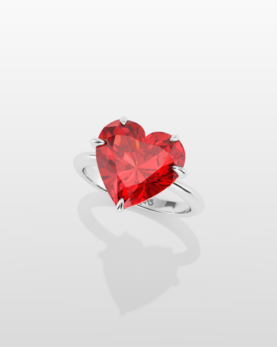 Magnurs Red Heart Ring - White Gold