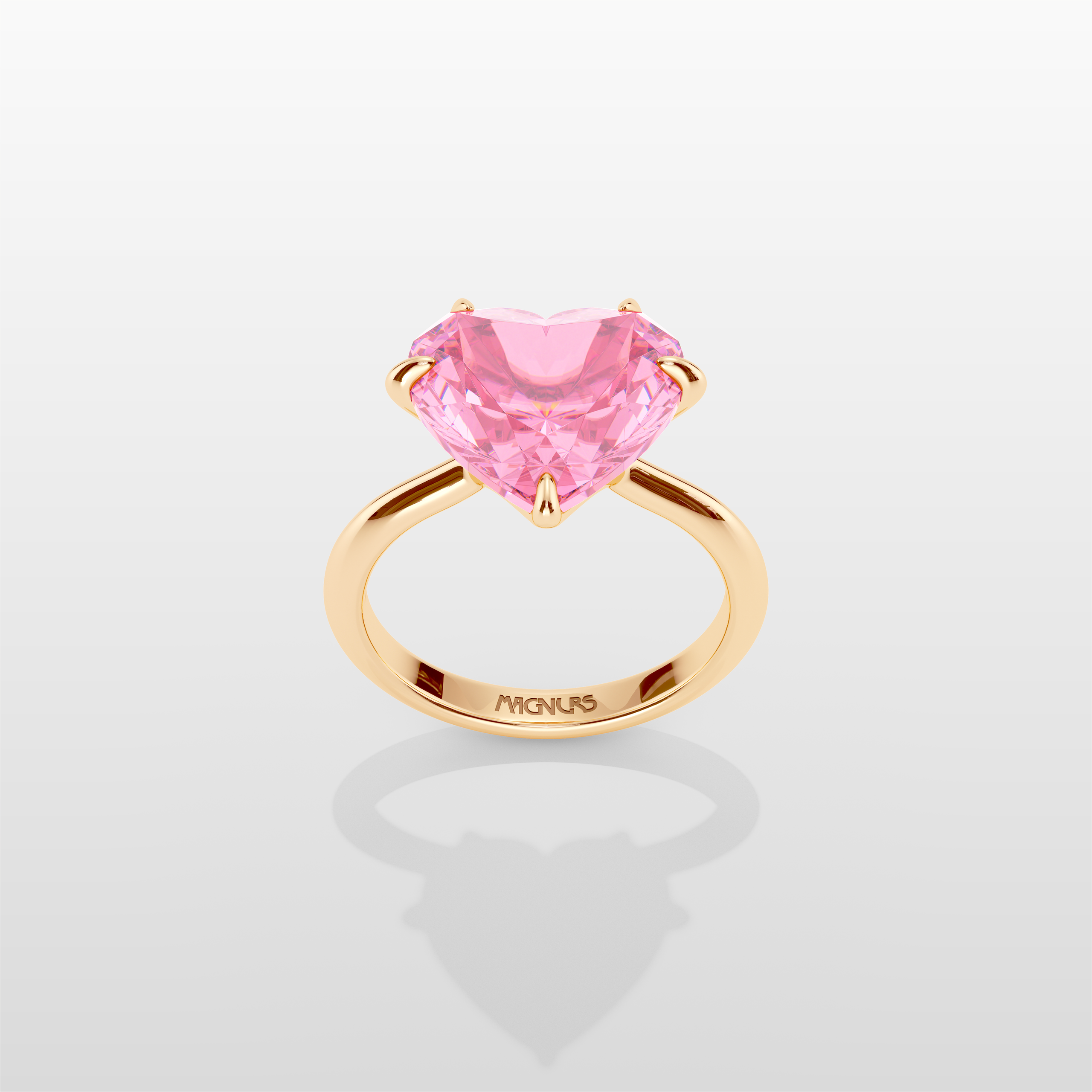 Magnurs Pink Heart Ring - Yellow Gold