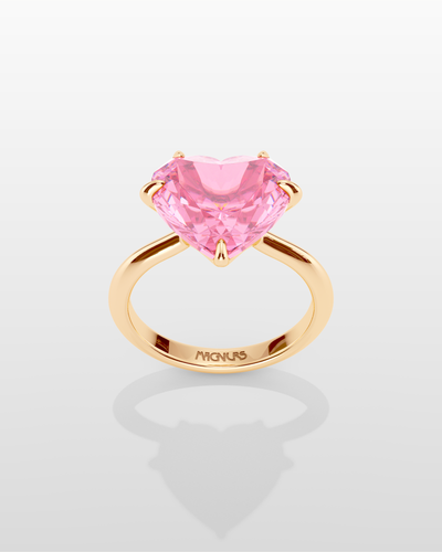 Magnurs Pink Heart Ring - Yellow Gold