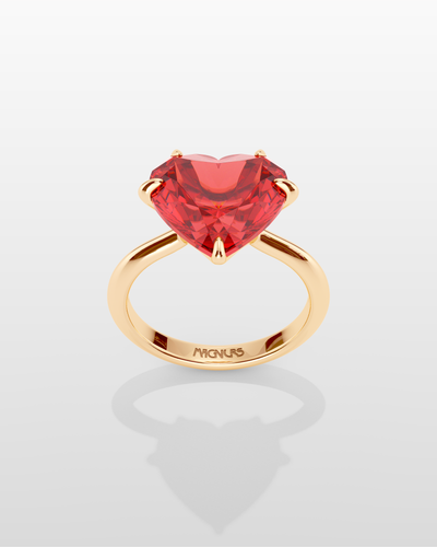 Magnurs Red Heart Ring - Yellow Gold