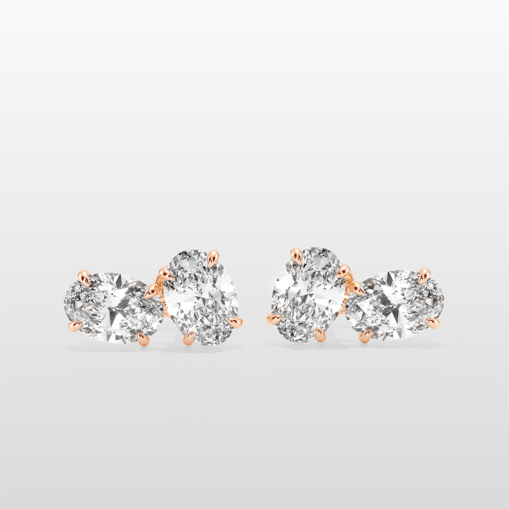 Elysian Double Oval Earrings - Rose Gold