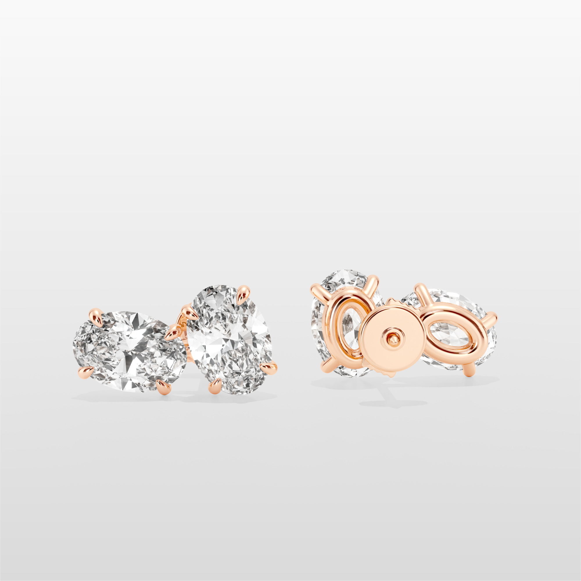 Elysian Double Oval Earrings - Rose Gold