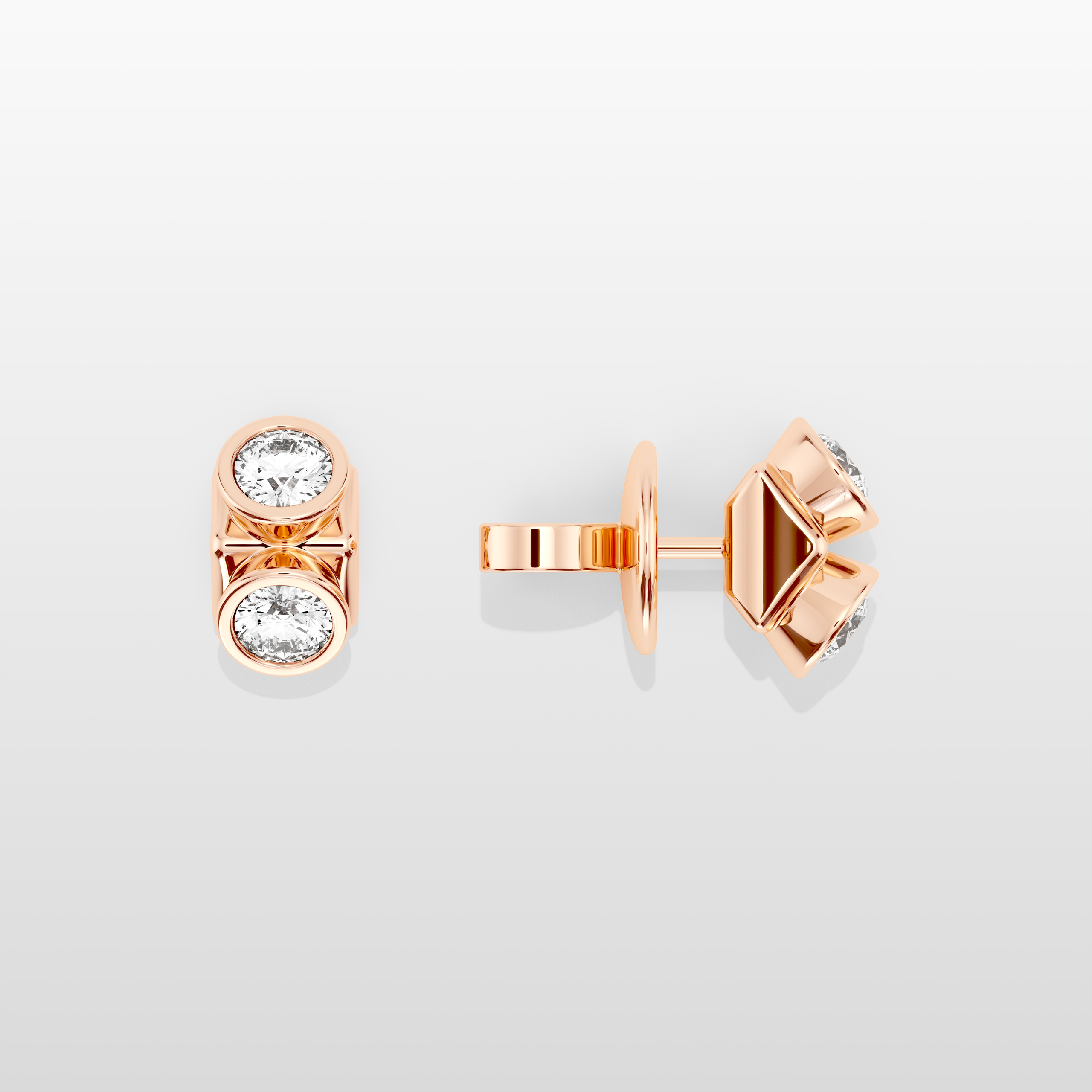 Octopus Dual Stud Earrings - Rose Gold