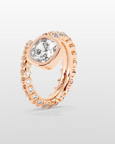 Grand Octopus Cushion-Cut Ring - Rose Gold