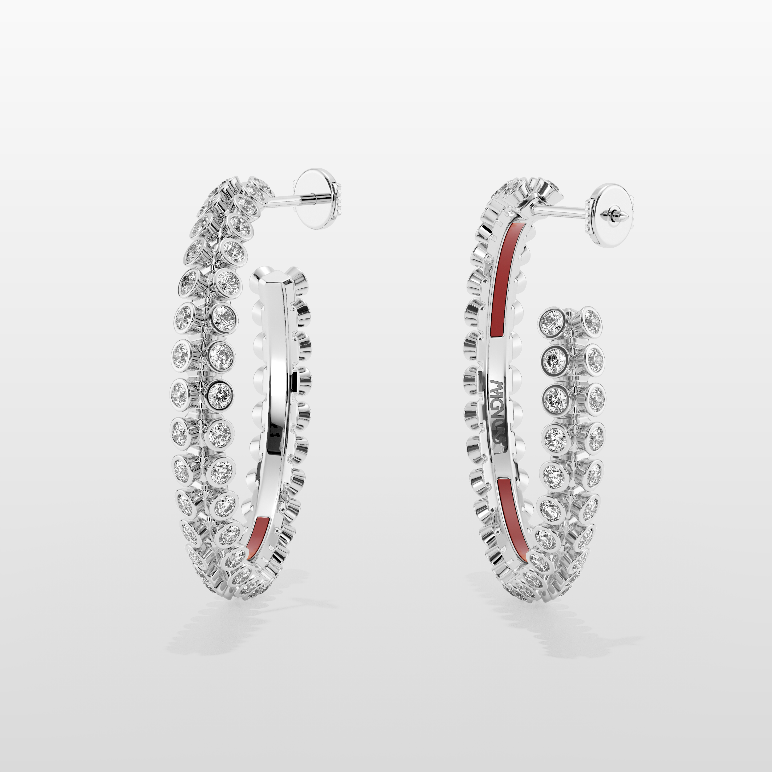 Octopus Hoop Earrings, Medium Model - White Gold