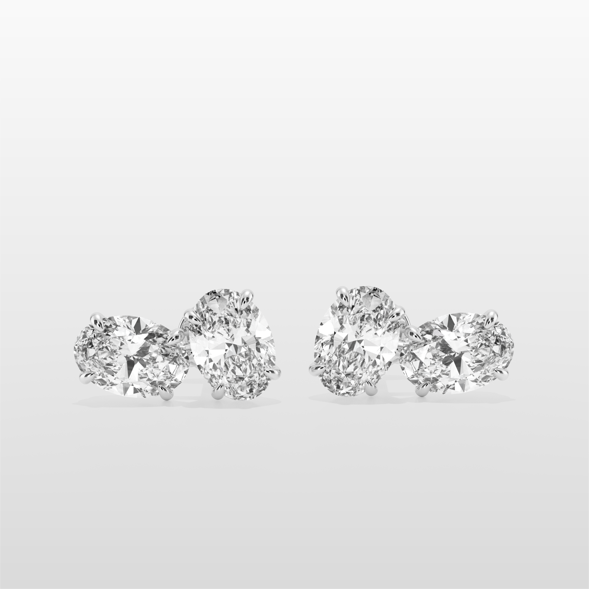 Elysian Double Oval Earrings - White Gold