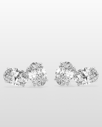 Elysian Double Oval Earrings - White Gold