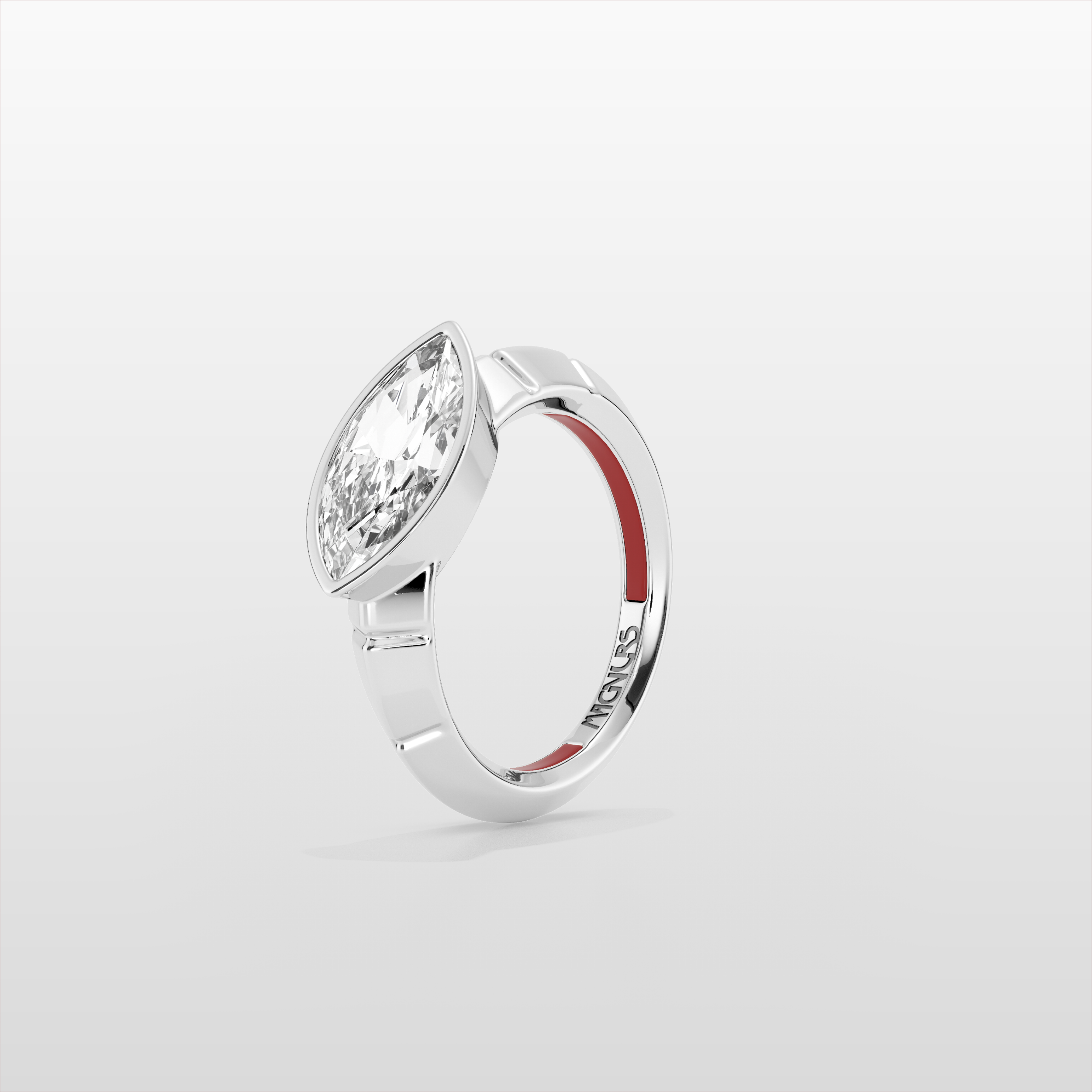 Octopus Marquise Pinky Ring - White Gold