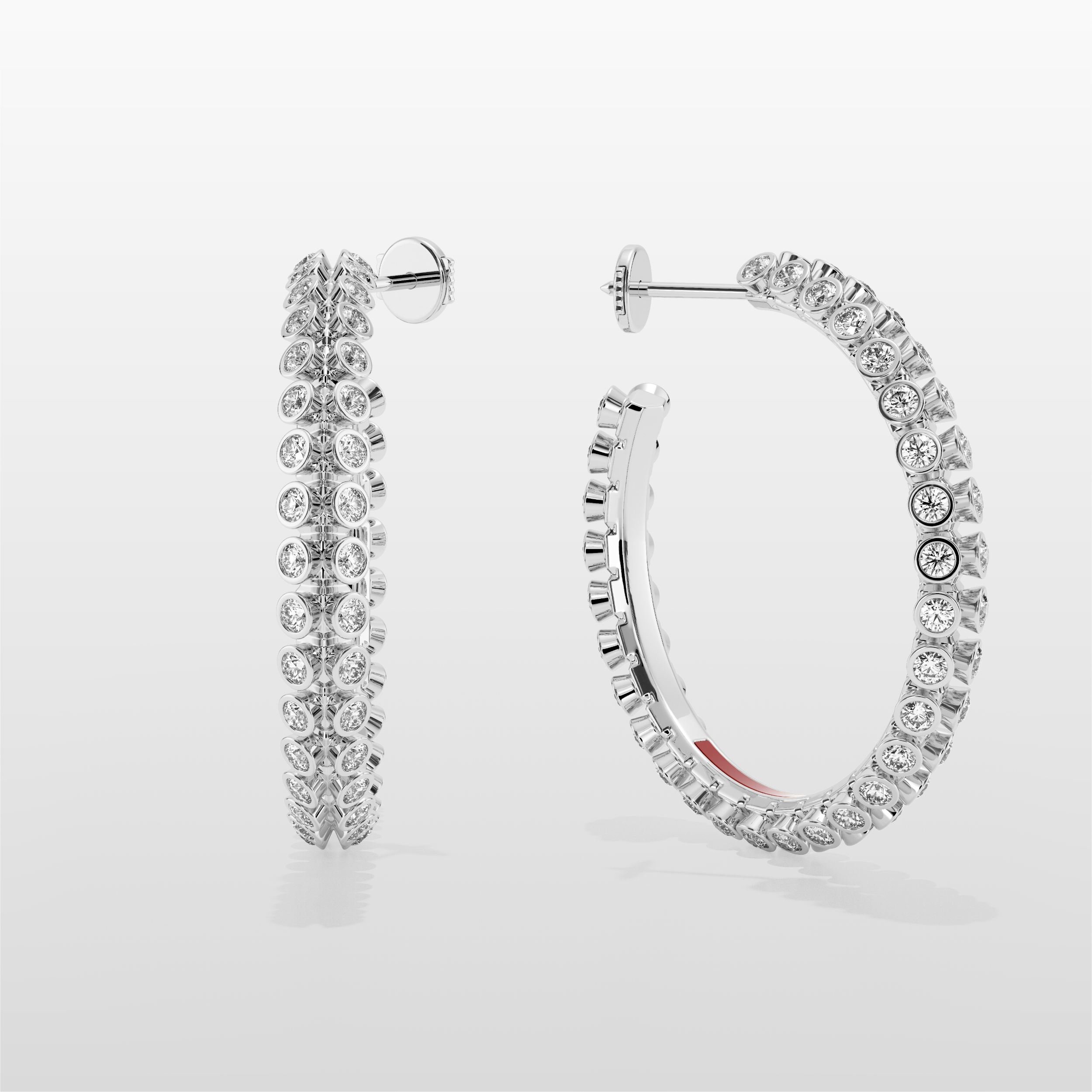 Octopus Hoop Earrings, Medium Model - White Gold