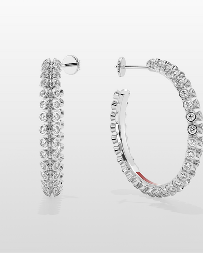 Octopus Hoop Earrings, Medium Model - White Gold