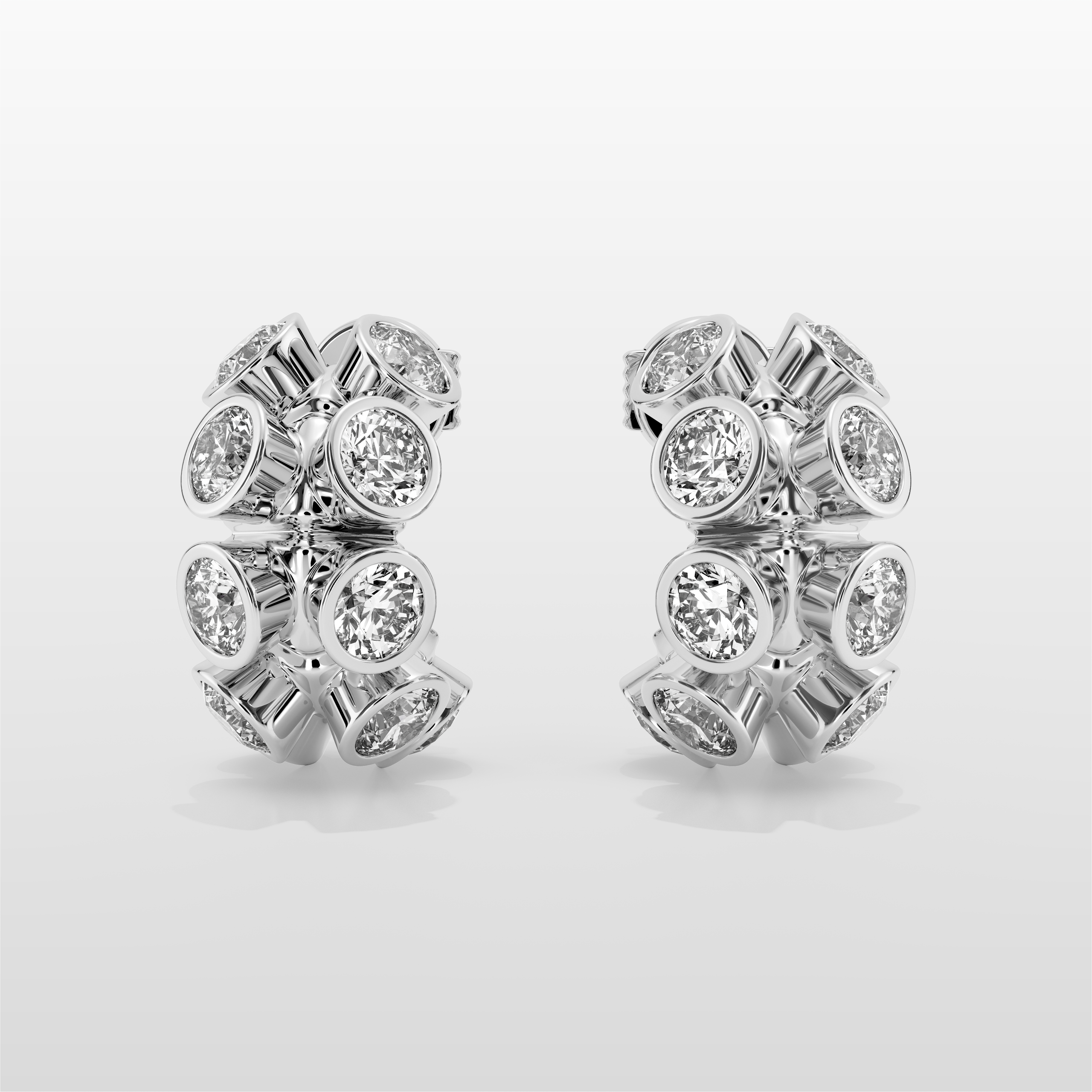 Octopus Huggie Earrings - White Gold