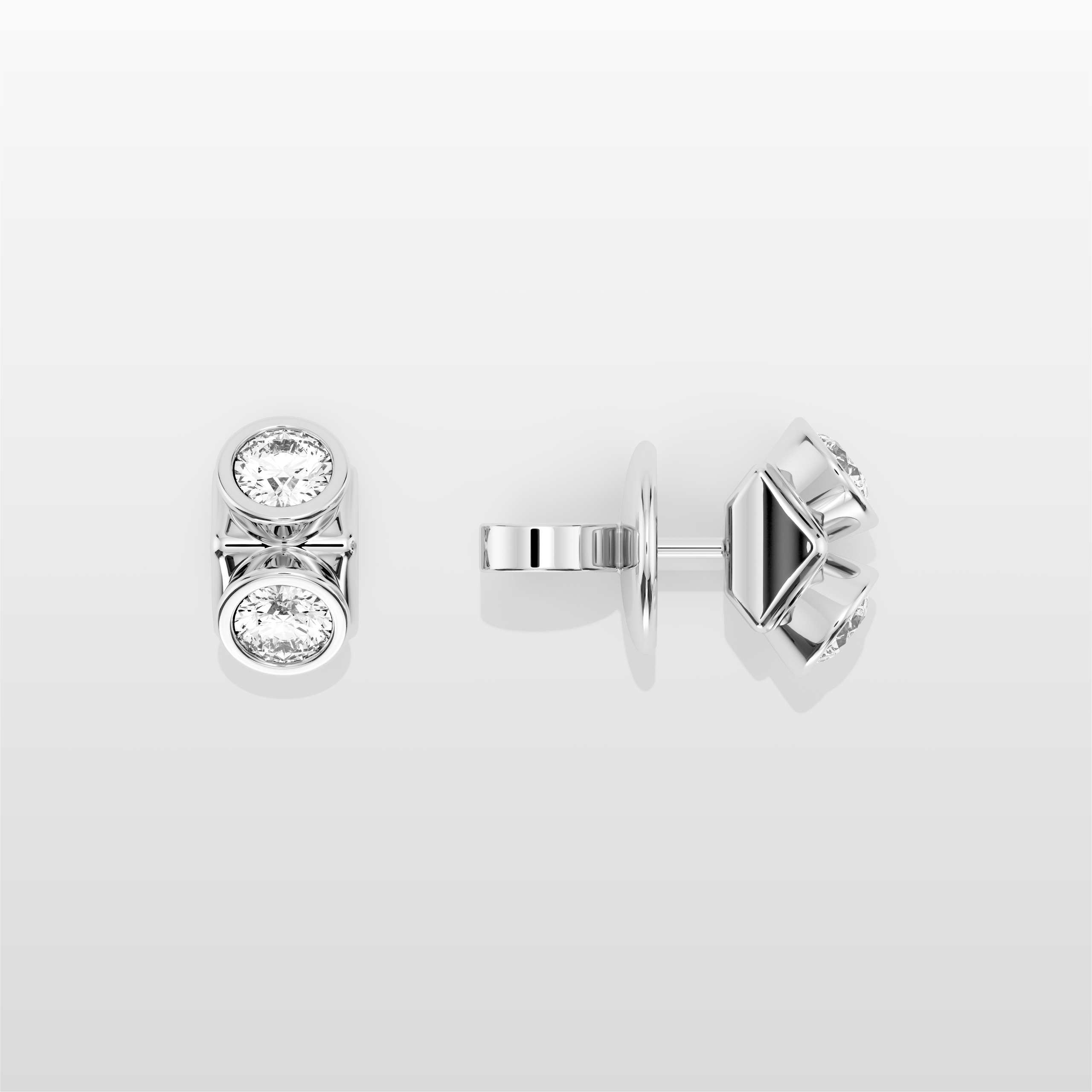 Octopus Dual Stud Earrings - White Gold