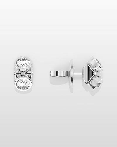 Octopus Dual Stud Earrings - White Gold