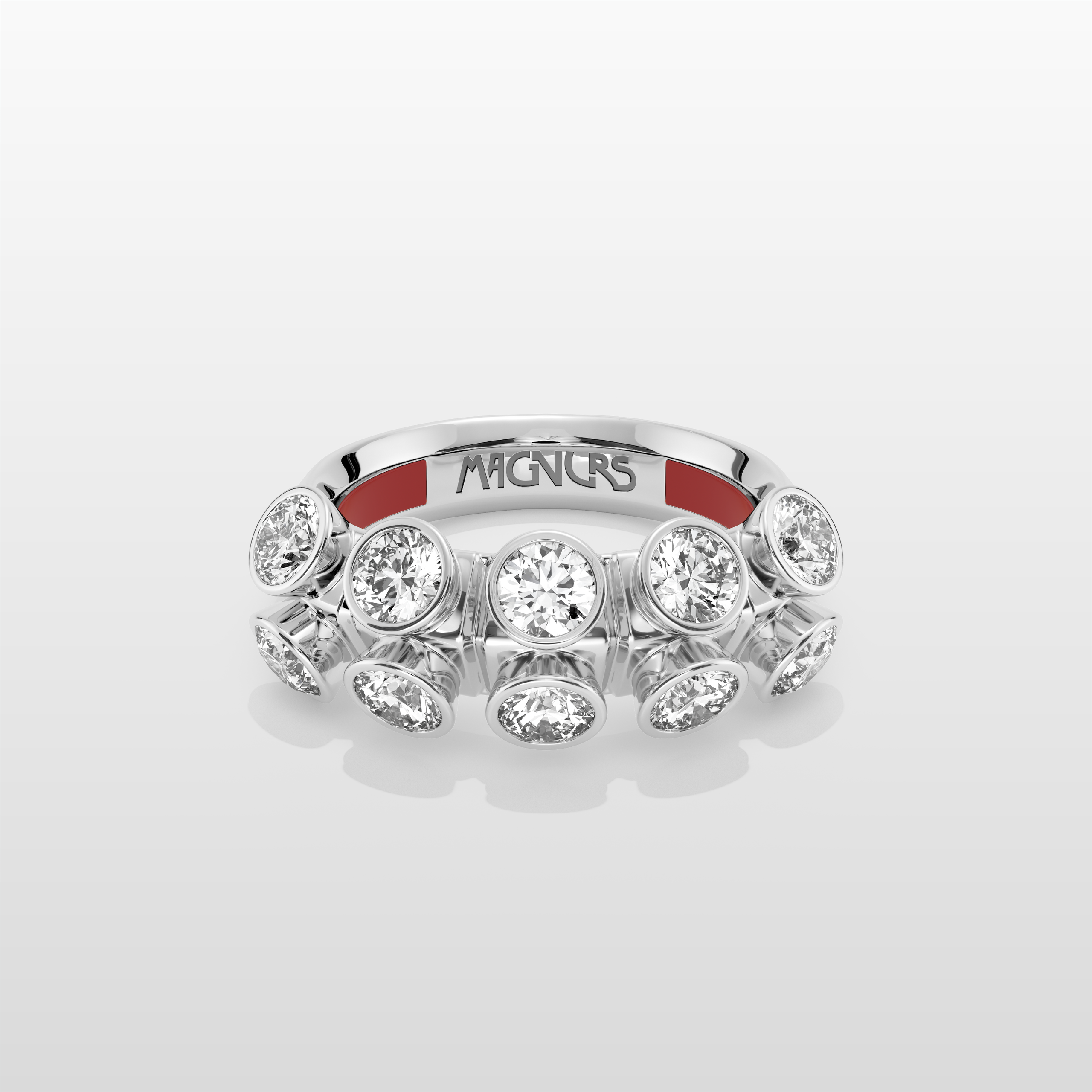 Octopus Half Eternity Ring, Large Model - White Gold