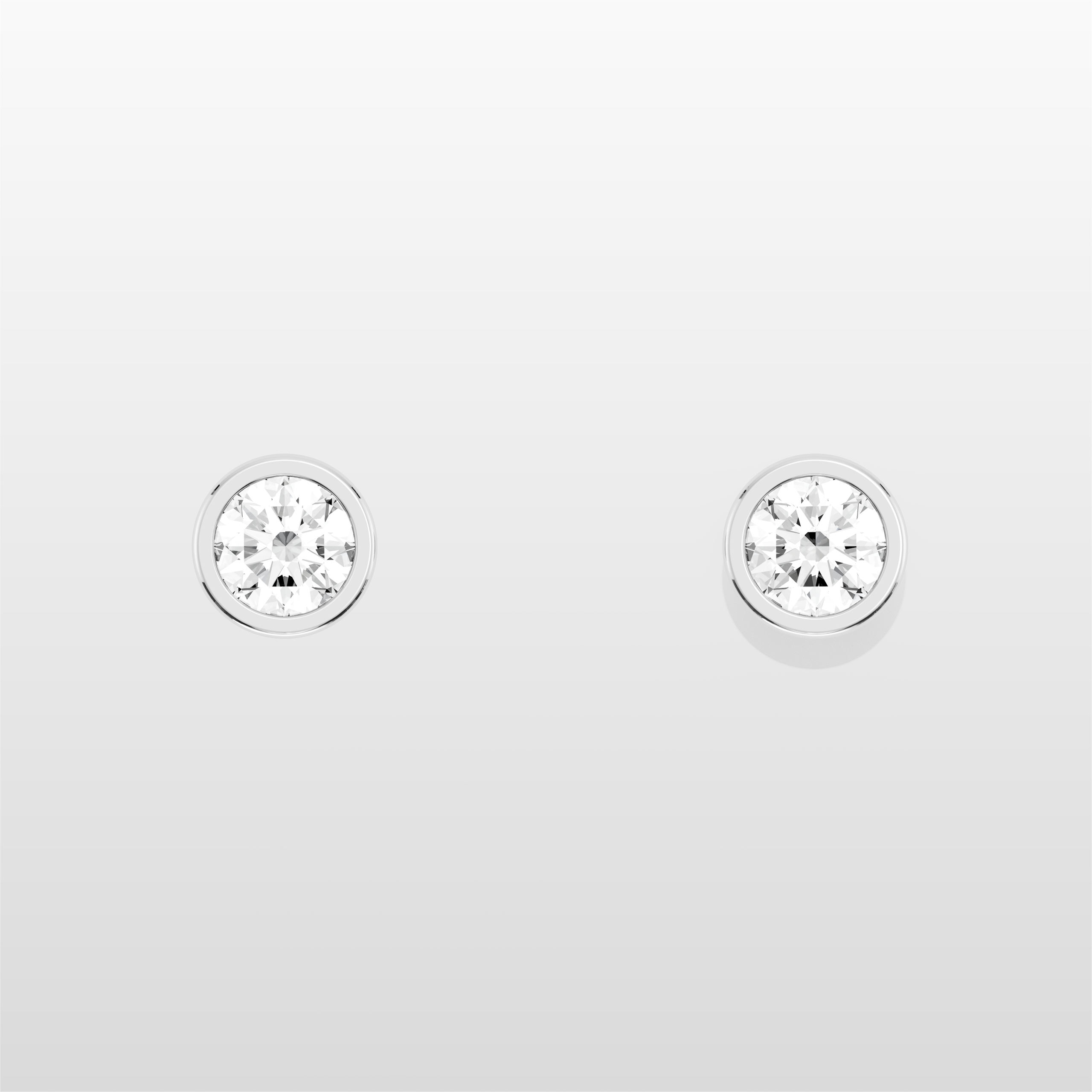 Octopus Round Stud Earrings - White Gold