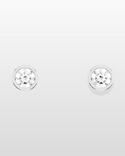 Octopus Round Stud Earrings - White Gold