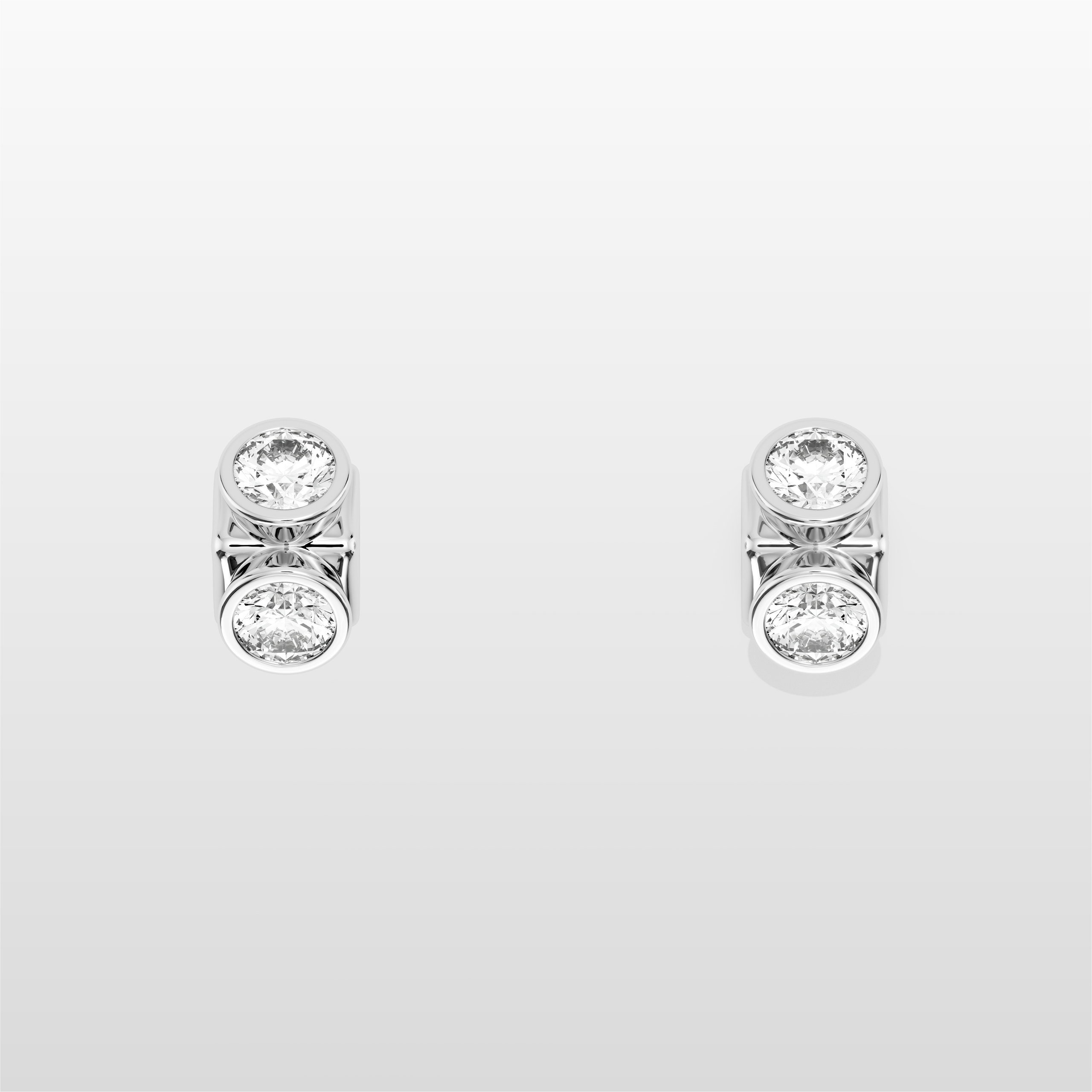 Octopus Dual Stud Earrings - White Gold