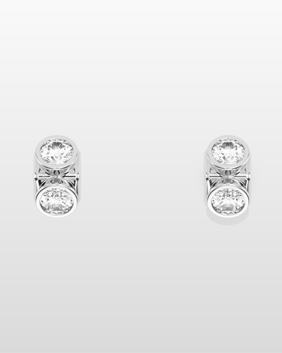 Octopus Dual Stud Earrings - White Gold