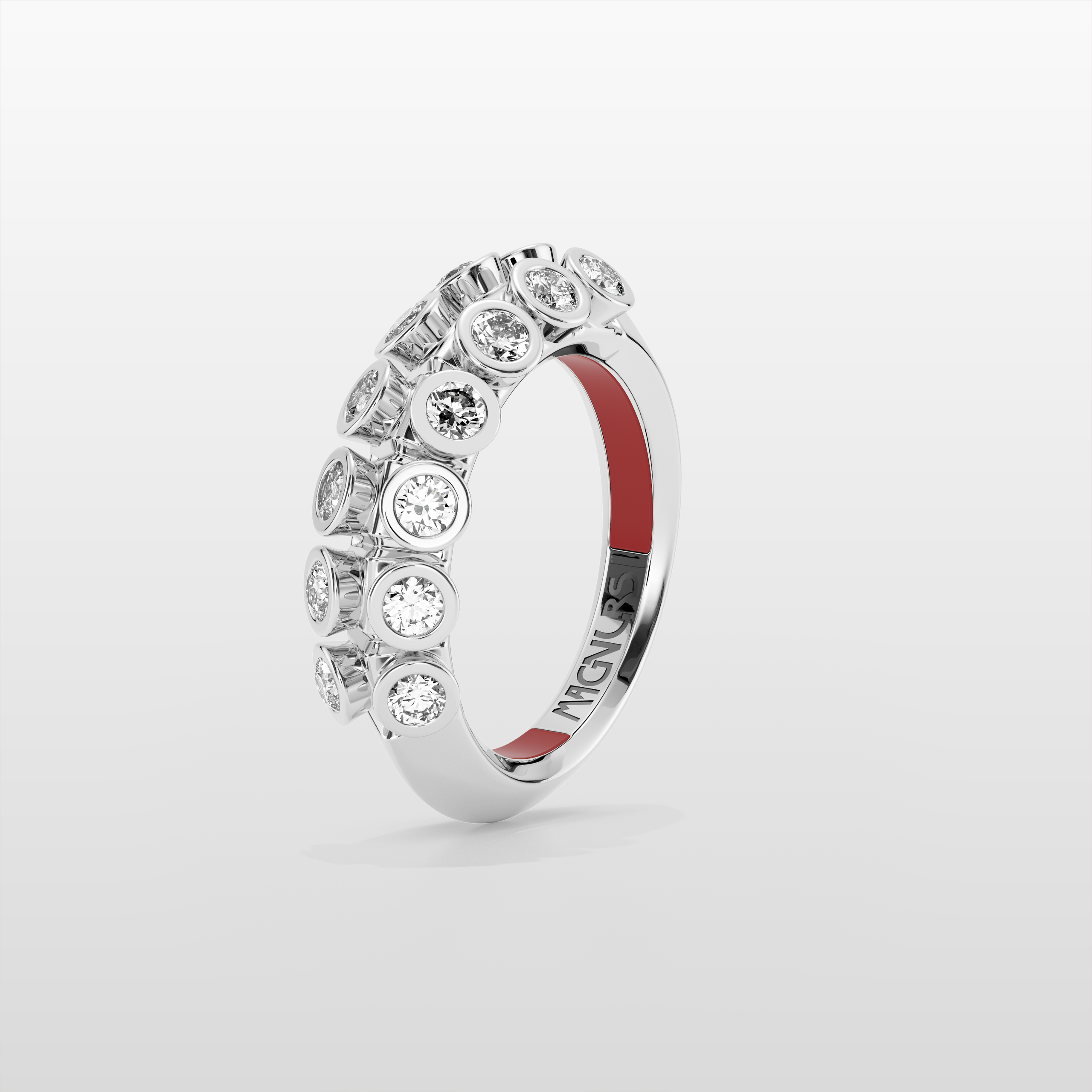 Octopus Half Eternity Ring, Medium Model - White Gold