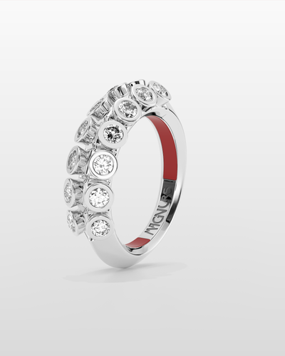 Octopus Half Eternity Ring, Medium Model - White Gold