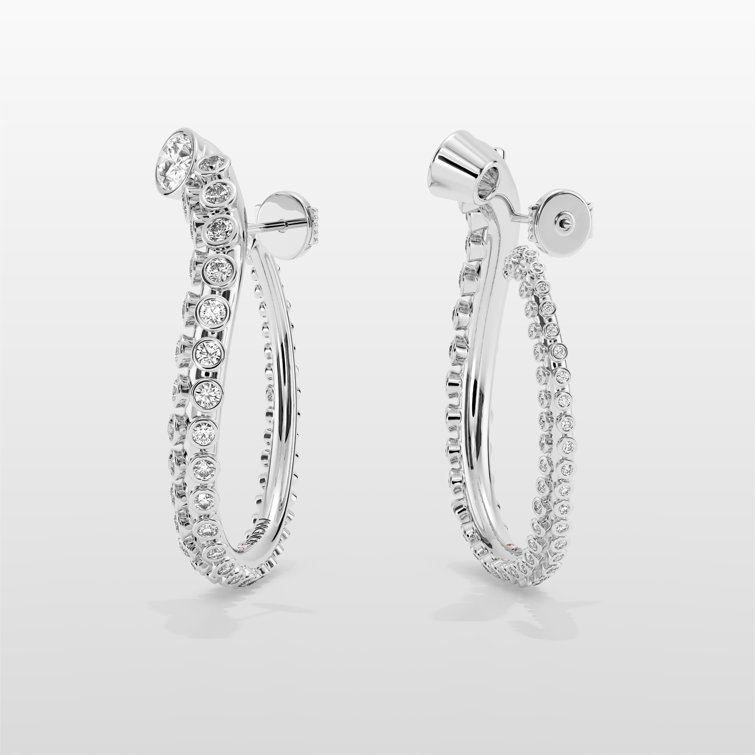 Grand Octopus Hoop Earrings - White Gold