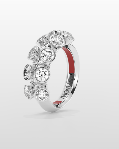 Octopus Half Eternity Ring, Large Model - White Gold