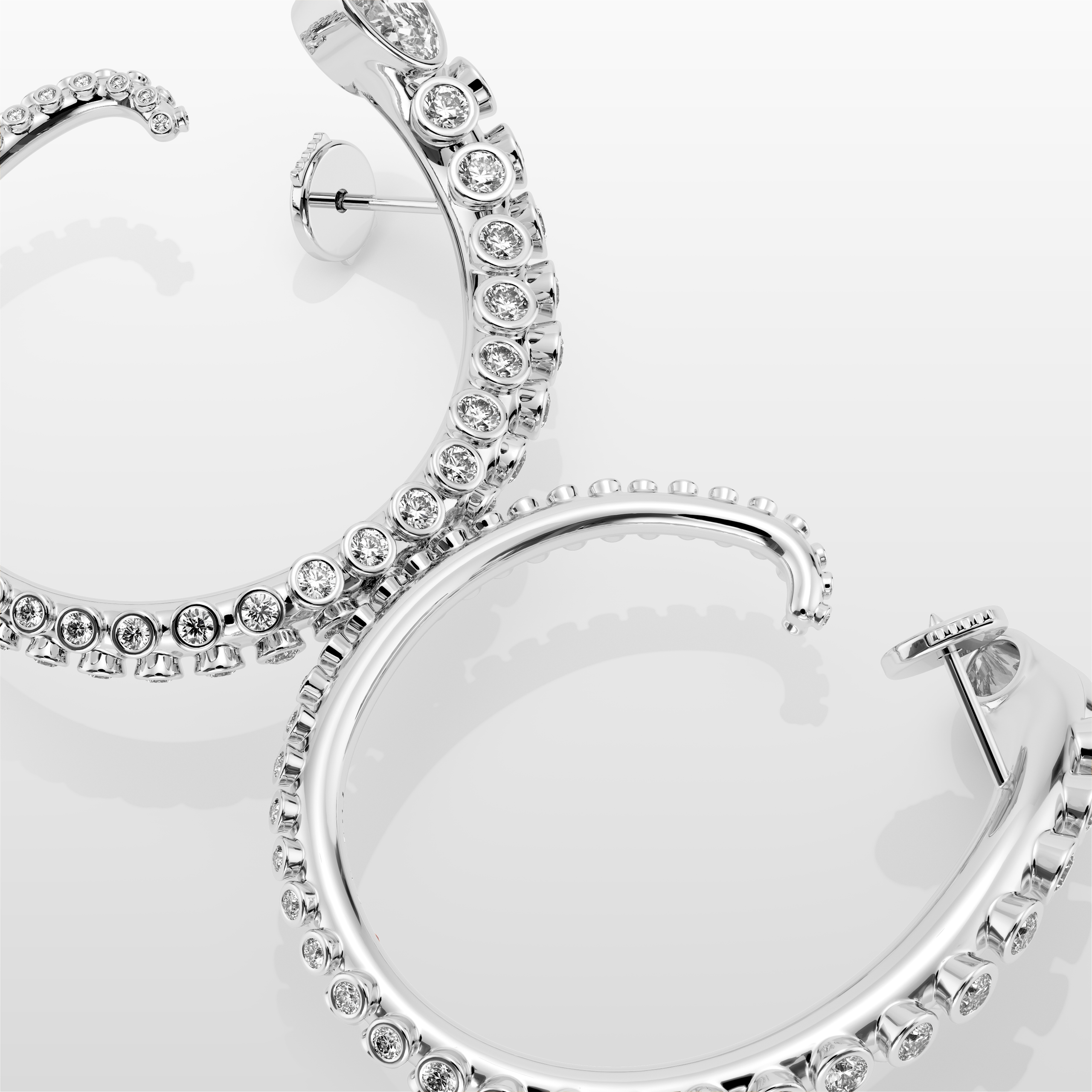 Grand Octopus Hoop Earrings - White Gold