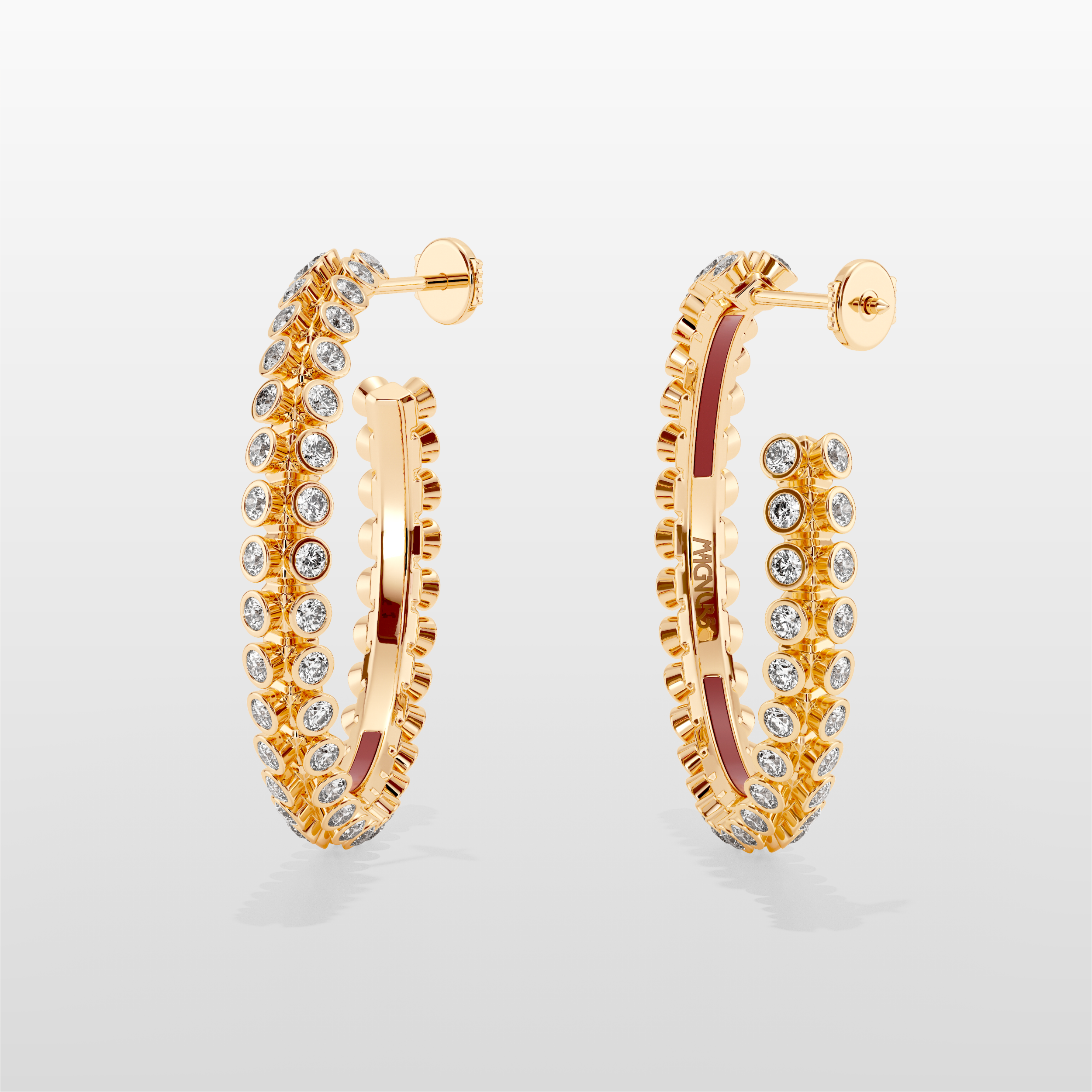 Octopus Hoop Earrings, Medium Model - Yellow Gold